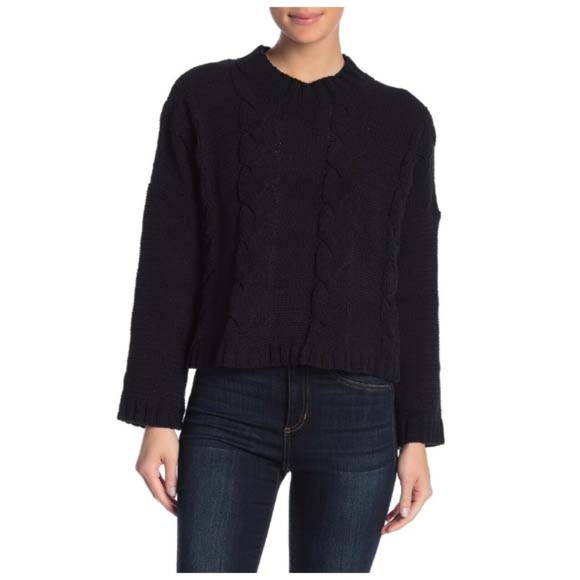 Cotton Emporium Sweaters - Cotton Emporium Chenille Cable Mock Neck Sweater